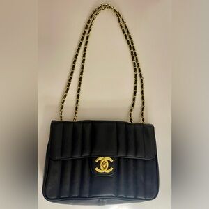 Chanel Black Shoulder Bag with Gold Chain